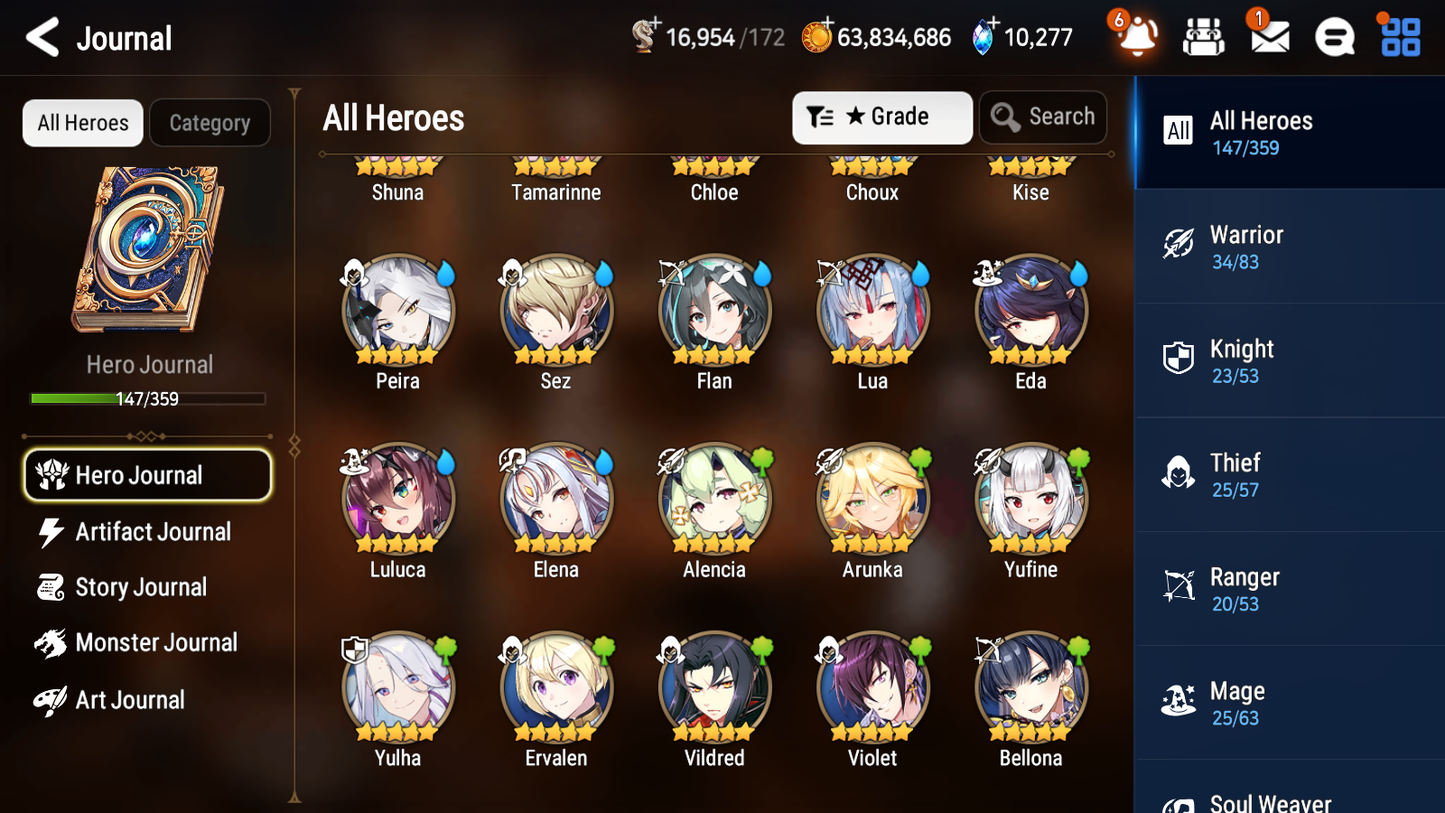 [GLOBAL] Epic 7 Seven 9ML Navy Captain Landy Dragon Bride Senya Zio Sharun Ken Violet Ludwig Tenebria + 70ML pulls 10k skystones+20 Speed + Name Starter Account-Mobile Games Starter