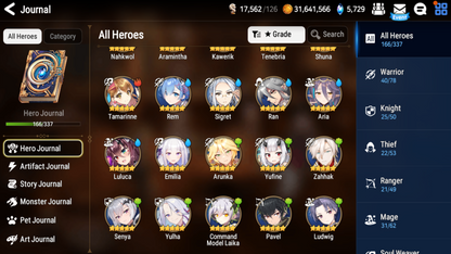 [GLOBAL] Epic 7 Seven 9ML+28 4*ML+3 limited Navy Captain Sharun Laika Landy Belian Zio Ruele of Light Blood Moon Haste Ambitious Tywin Emilia Rem Jack Angel Angelica 10-10 Account-Mobile Games Starter