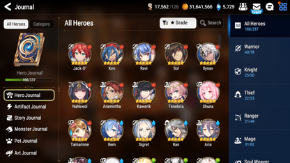 [GLOBAL] Epic 7 Seven 9ML+28 4*ML+3 limited Navy Captain Sharun Laika Landy Belian Zio Ruele of Light Blood Moon Haste Ambitious Tywin Emilia Rem Jack Angel Angelica 10-10 Account-Mobile Games Starter