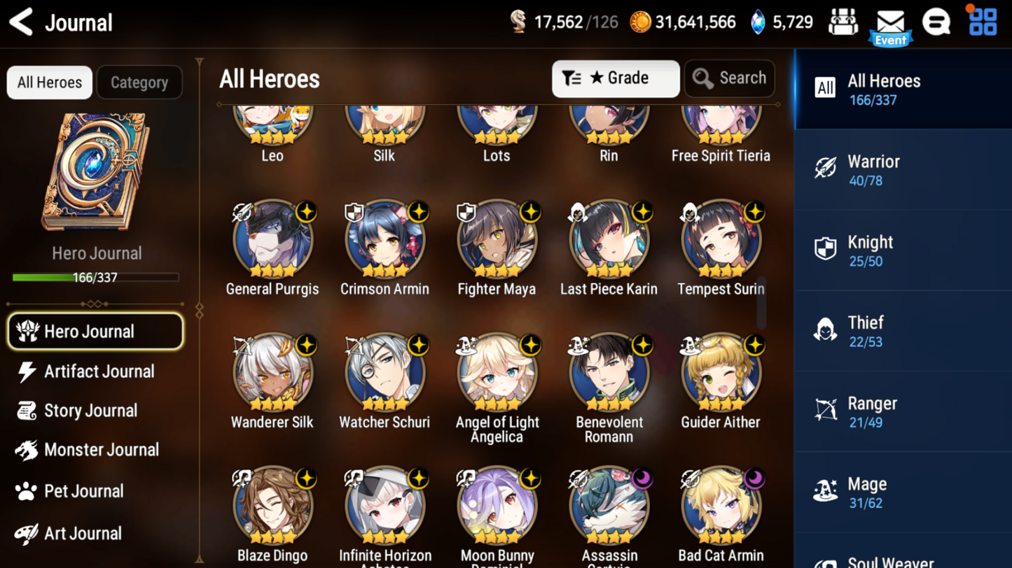 [GLOBAL] Epic 7 Seven 9ML+28 4*ML+3 limited Navy Captain Sharun Laika Landy Belian Zio Ruele of Light Blood Moon Haste Ambitious Tywin Emilia Rem Jack Angel Angelica 10-10 Account-Mobile Games Starter