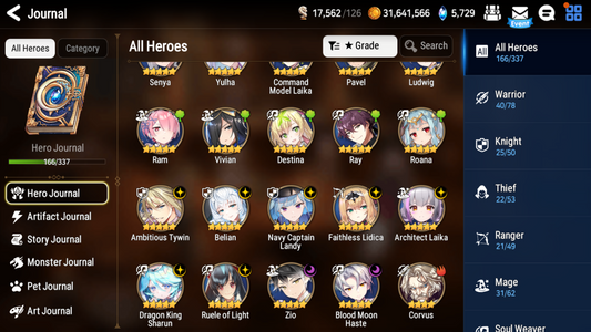 [GLOBAL] Epic 7 Seven 9ML+28 4*ML+3 limited Navy Captain Sharun Laika Landy Belian Zio Ruele of Light Blood Moon Haste Ambitious Tywin Emilia Rem Jack Angel Angelica 10-10 Account-Mobile Games Starter