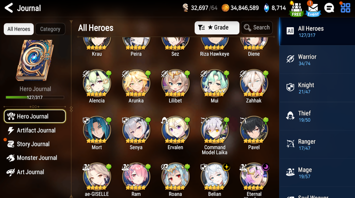 [GLOBAL] Epic 7 Seven Belian Eternal Wanderer Ludwig Diene + 38 ML pulls +Name Starter Account-Mobile Games Starter