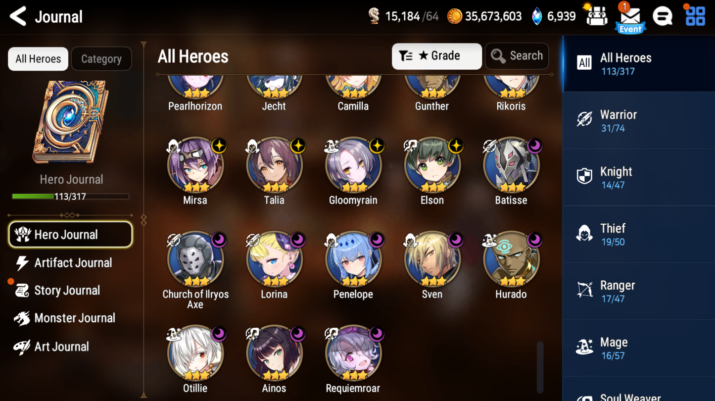 [Global] Epic 7 Seven Briar Witch Iseria + Ambitious Tywin + ML pulls Starter Account-Mobile Games Starter