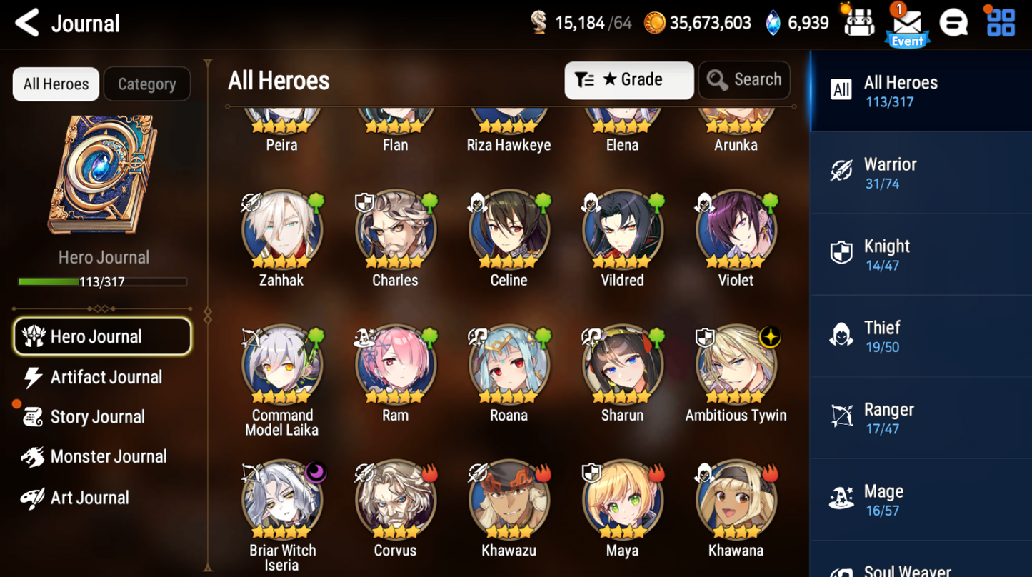 [Global] Epic 7 Seven Briar Witch Iseria + Ambitious Tywin + ML pulls Starter Account-Mobile Games Starter