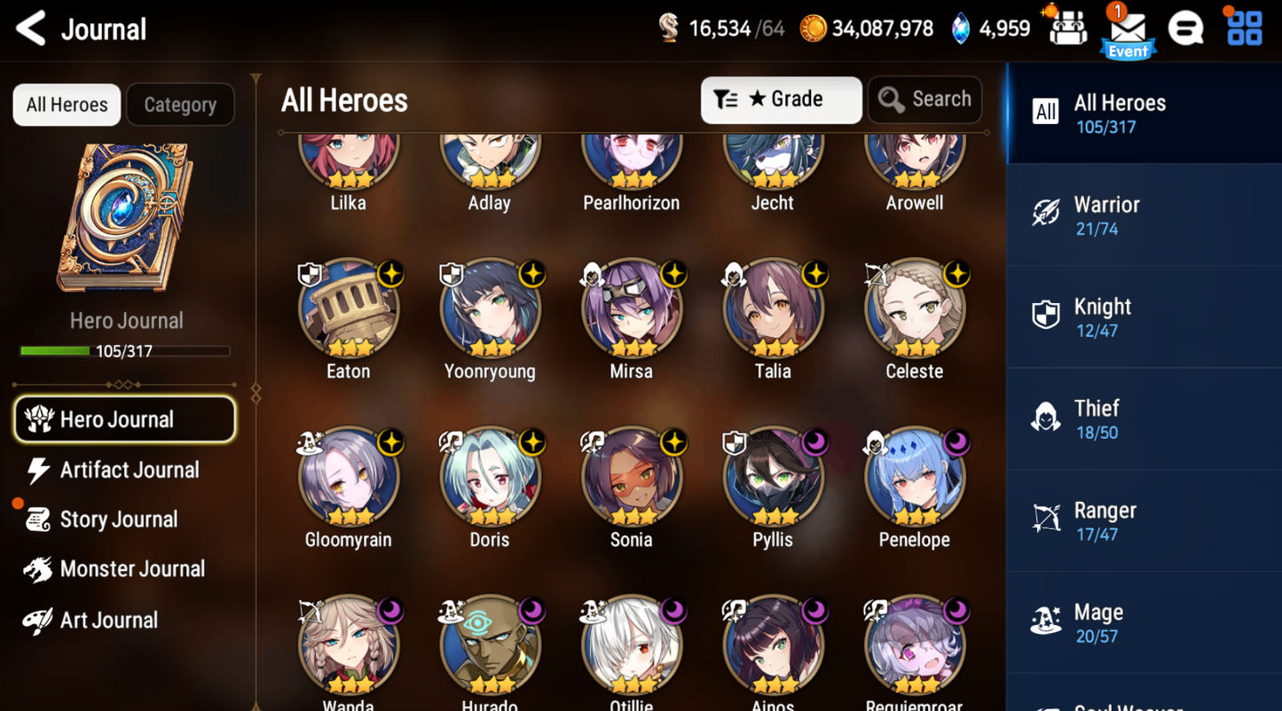 [Global] Epic 7 Seven Diene+Skin Blood Moon Haste Commander Pavel+ ML pulls+ Name Starter Account-Mobile Games Starter