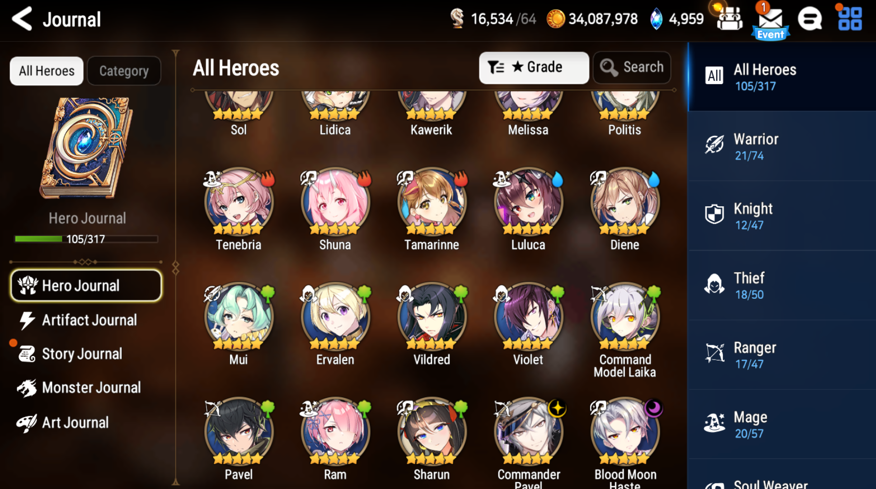 [Global] Epic 7 Seven Diene+Skin Blood Moon Haste Commander Pavel+ ML pulls+ Name Starter Account-Mobile Games Starter