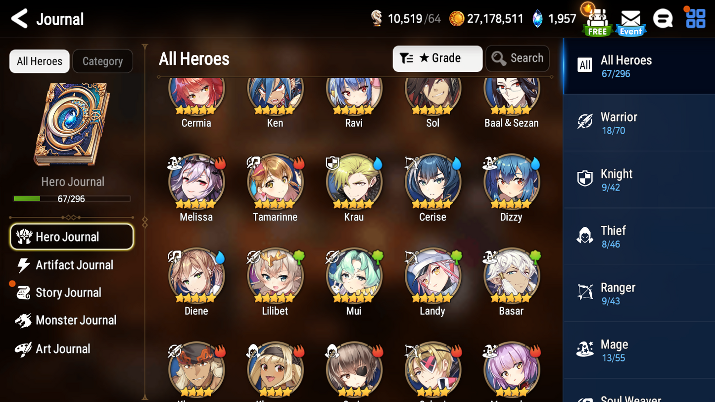 [GLOBAL] Epic 7 Seven Dizzy Diene Landy Cerise + ML Mystics Pulls Aged Starter Account-Mobile Games Starter