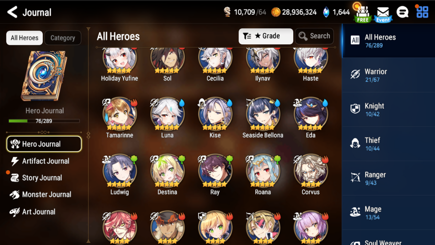 [GLOBAL] Epic 7 Seven Luna Seaside Bellona Holiday Yufine + ML Mystics Pulls Aged Starter Account-Mobile Games Starter