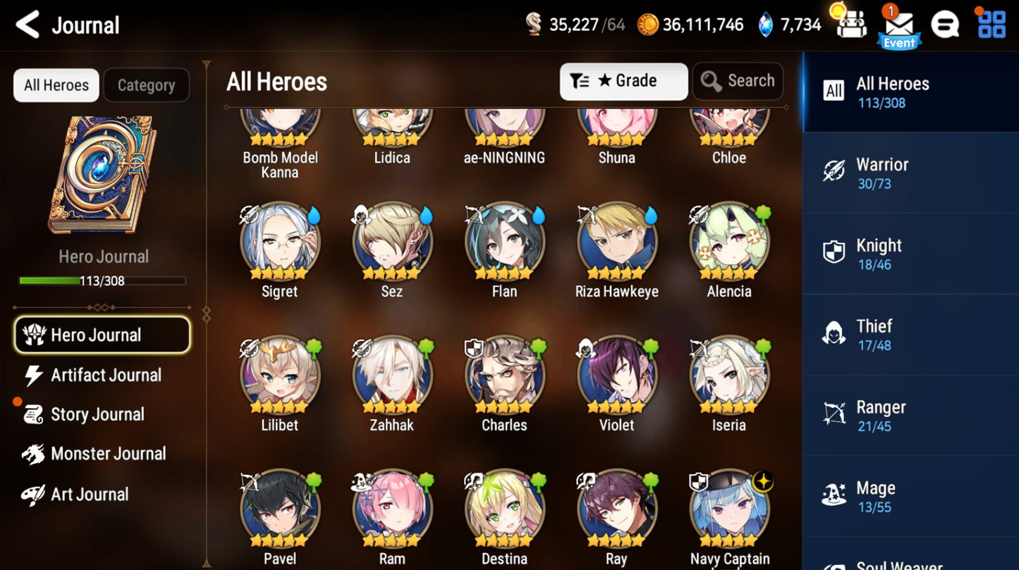 [GLOBAL] Epic 7 Seven Navy Captain Landy + 32 ML pulls + Name Starter Account-Mobile Games Starter