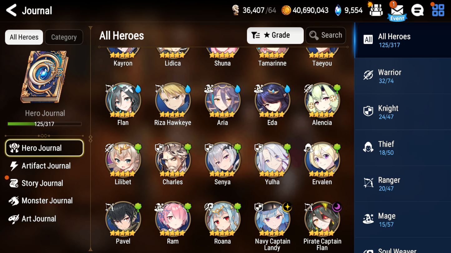 [GLOBAL] Epic 7 Seven Navy Captain Landy Pirate Captain Flan + 42 ML pulls +Name Starter Account-Mobile Games Starter