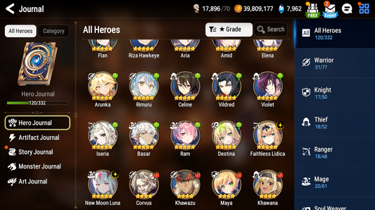 [Global] Epic 7 Seven New Moon Luna Faithless Lidica Rimuru Amid + Name Starter Account-Mobile Games Starter