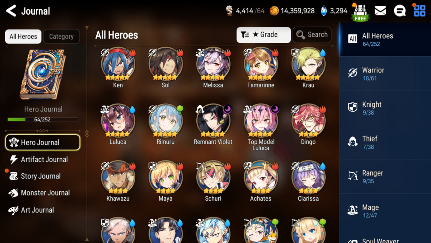 [Global] Epic 7 Seven Rimuru Remnant Violet Top Model Luluca + Pulls +Name Starter Account-Mobile Games Starter