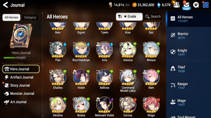 [Global] Epic 7 Seven Rimuru+artifact Rem Remnant Violet + Name Starter Account-Mobile Games Starter