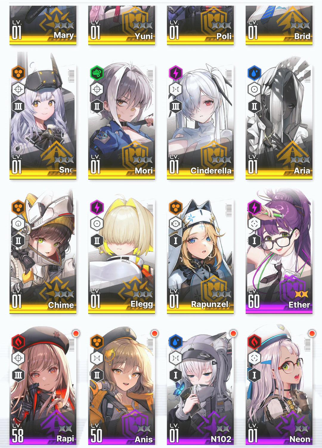 [GLOBAL] GODDESS OF VICTORY NIKKE 19SSR 2 Red Hood+Skin+Cinderella+3 Blanc+Helm+Yuni+Rupee+Rei++ starter account-Mobile Games Starter
