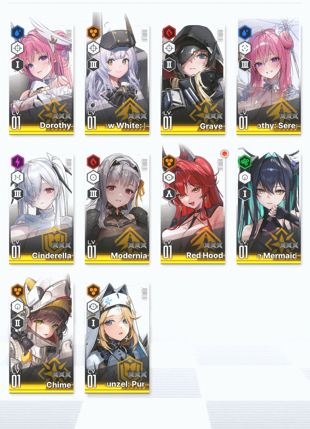 [GLOBAL]GODDESS OF VICTORY NIKKE 25SSR 2 Red Hood+Skin+Cinderella+Grave+Little Mermaid+Limited Dorothy: Serendipity+Dorothy+Modernia+Mihara+2 Noir+Blanc++ starter account-Mobile Games Starter