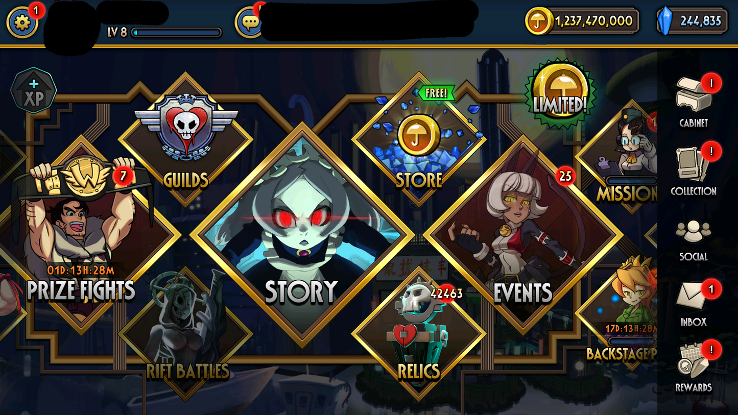 [GLOBAL] [INSTANT] 12000~200000 Relics + Theonite Coins | Skullgirls Account (see options)-Mobile Games Starter