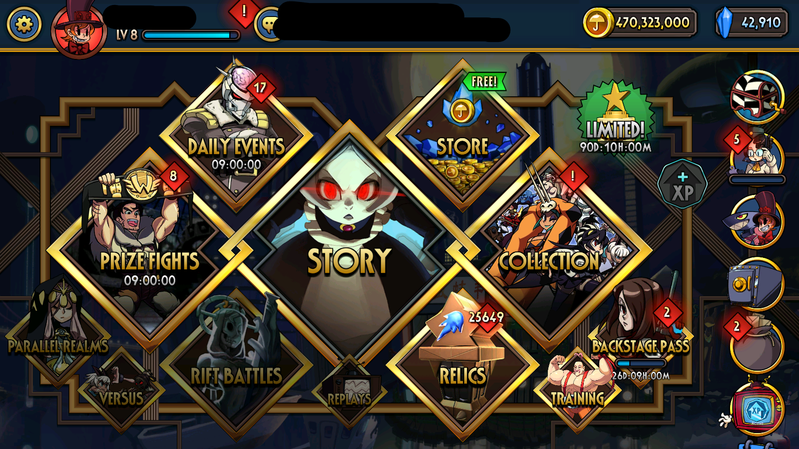 [GLOBAL] [INSTANT] 20000 Relics + 200M Coins | Skullgirls Account (see options)-Mobile Games Starter