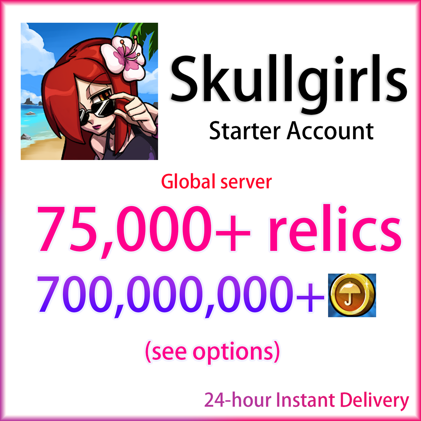 [GLOBAL] [INSTANT] 13000~120000 Relics + Coins | Skullgirls Account (see options)-Mobile Games Starter