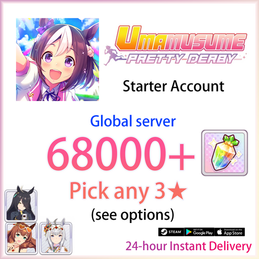 [GLOBAL] [INSTANT] 3★ + 67000-80000 Carats + SSR | Umamusume Pretty Derby Starter Account (see options)-Mobile Games Starter