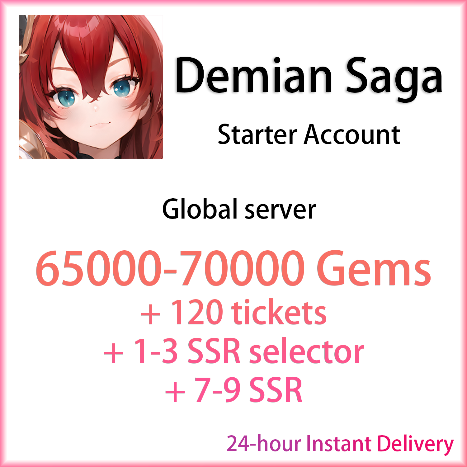 [GLOBAL] [INSTANT] 65000-70000 Gems + 7~9 SSR | Demian Saga Starter Account-Mobile Games Starter