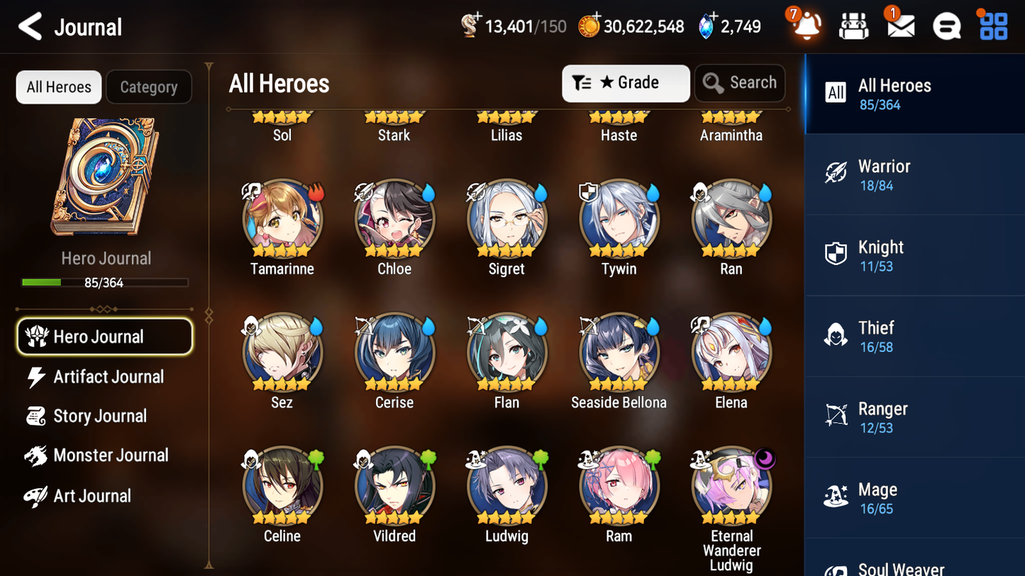 [GLOBAL] [INSTANT] Epic 7 Seven 1ML 2LIM Eternal Wanderer Ludwig Seaside Bellona Cerise + ML Mystics pulls + 20 Speed Aged Starter Account-Mobile Games Starter