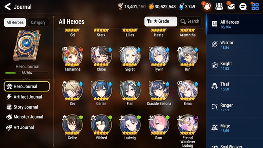 [GLOBAL] [INSTANT] Epic 7 Seven 1ML 2LIM Eternal Wanderer Ludwig Seaside Bellona Cerise + ML Mystics pulls + 20 Speed Aged Starter Account-Mobile Games Starter