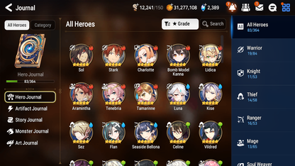 [GLOBAL] [INSTANT] Epic 7 Seven 1ML 2LIM New Moon Luna Seaside Bellona Luna double + ML Mystics pulls + 20 Speed Aged Starter Account-Mobile Games Starter