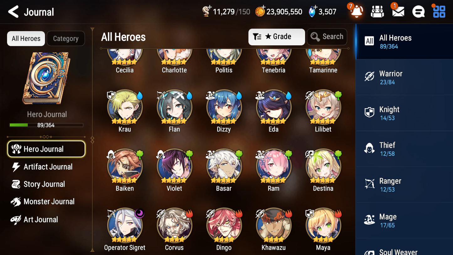 [GLOBAL] [INSTANT] Epic 7 Seven 1ML 2LIM Operator Sigret Dizzy Baiken + ML pulls Mystics + 20 Speed Aged Starter Account-Mobile Games Starter