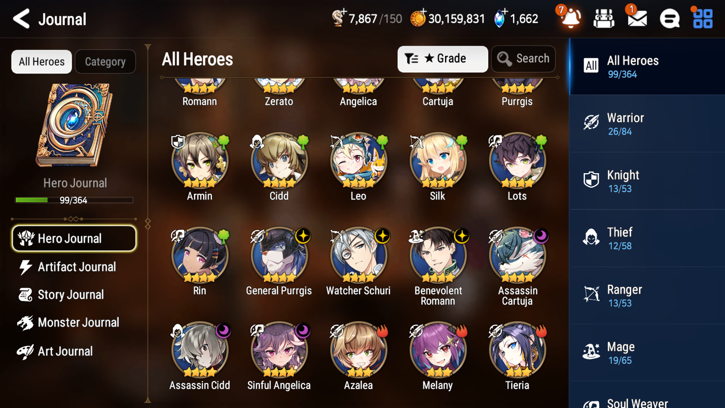[GLOBAL] [INSTANT] Epic 7 Seven 1ML 2LIM Silver Blade Aramintha Diene Luna + ML Mystics pulls + 20 Speed Aged Starter Account-Mobile Games Starter
