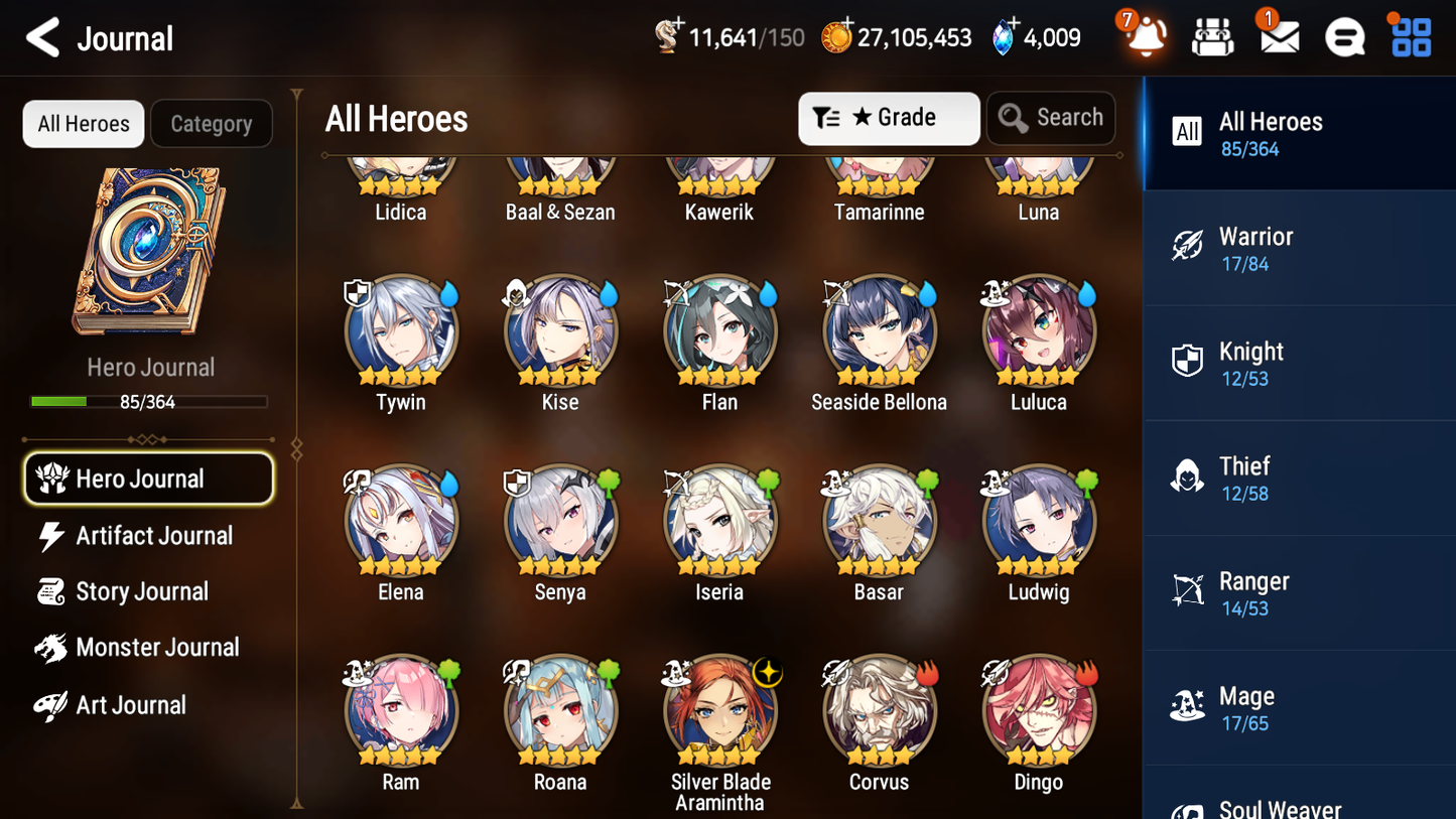 [GLOBAL] [INSTANT] Epic 7 Seven 1ML 2LIM Silver Blade Aramintha Seaside Bellona Luna + ML pulls Mystics + 20 Speed Aged Starter Account-Mobile Games Starter