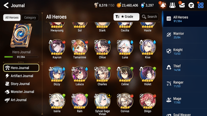 [GLOBAL] [INSTANT] Epic 7 Seven 1ML 2LIM Sylvan Sage Vivian Luna Dizzy + ML pulls Mystics + 20 Speed Aged Starter Account-Mobile Games Starter
