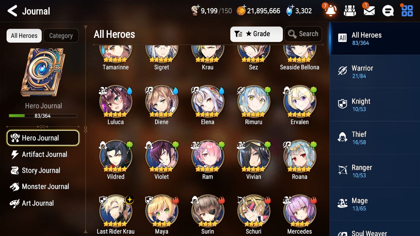 [GLOBAL] [INSTANT] Epic 7 Seven 1ML 3LIM Last Rider Krau Seaside Bellona Rimuru Diene + ML pulls Mystics+20 Speed Starter Account-Mobile Games Starter