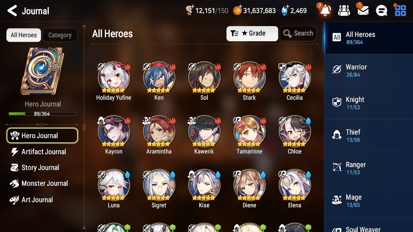 [GLOBAL] [INSTANT] Epic 7 Seven 1ML 3LIM Lone Crescent Bellona Holiday Yufine Luna Diene + ML Mystics pulls + 20 Speed Aged Starter Account-Mobile Games Starter