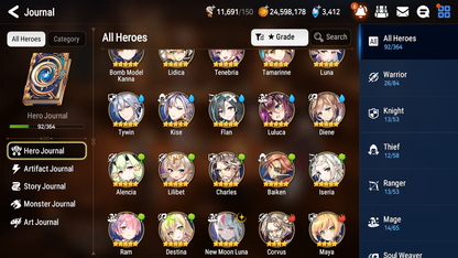 [GLOBAL] [INSTANT] Epic 7 Seven 1ML 3LIM New Moon Luna Baiken Diene double Luna + ML pulls Mystics+20 Speed Starter Account-Mobile Games Starter
