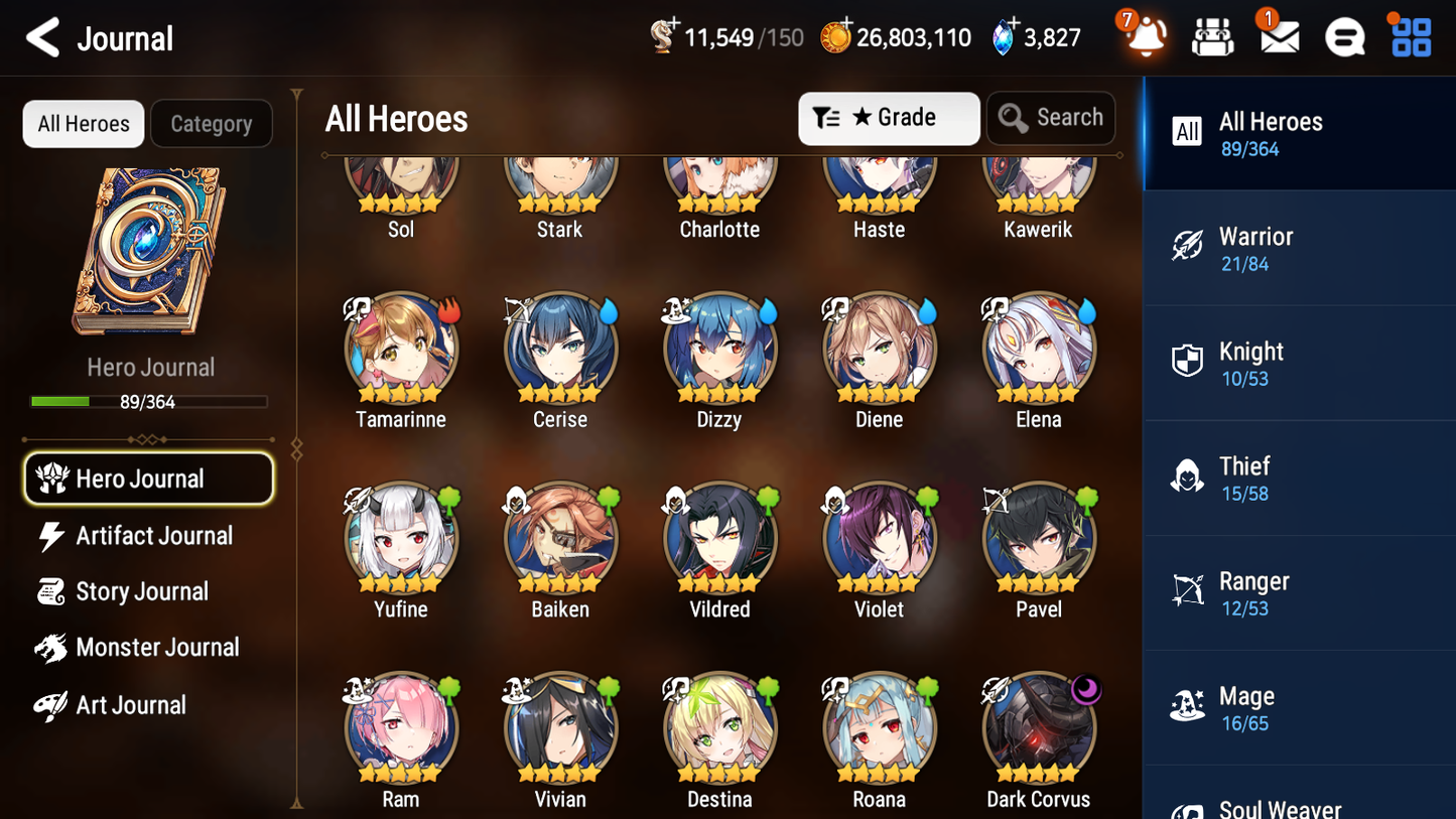 [GLOBAL] [INSTANT] Epic 7 Seven 1ML 4LIM Dark Corvus Dizzy Baiken Diene Cerise + ML pulls Mystics+20 Speed Starter Account-Mobile Games Starter