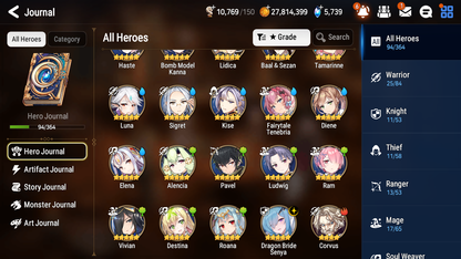 [GLOBAL] [INSTANT] Epic 7 Seven 1ML 4LIM Dragon Bride Senya Holiday Yufine Fairytale Tenebira Luna Diene + ML Mystics pulls + 20 Speed Aged Starter Account-Mobile Games Starter