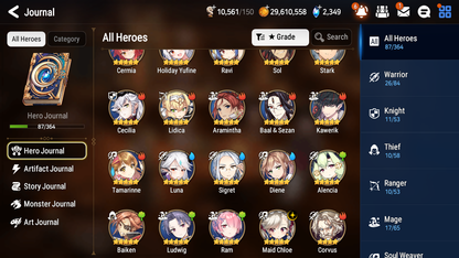 [GLOBAL] [INSTANT] Epic 7 Seven 1ML 4LIM Maid Chloe Holiday Yufine Baiken Luna Diene + ML Mystics pulls + 20 Speed Aged Starter Account-Mobile Games Starter