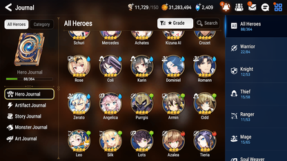 [GLOBAL] [INSTANT] Epic 7 Seven 1ML 4LIM Requiem Roana Holiday Yufine Luna Baiken Diene + ML Mystics pulls + 20 Speed Aged Starter Account-Mobile Games Starter