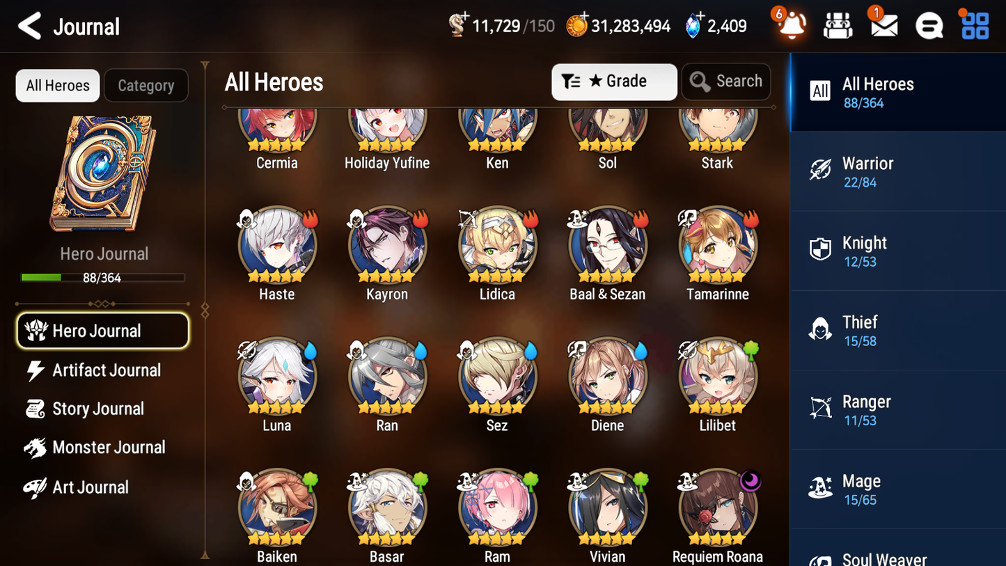 [GLOBAL] [INSTANT] Epic 7 Seven 1ML 4LIM Requiem Roana Holiday Yufine Luna Baiken Diene + ML Mystics pulls + 20 Speed Aged Starter Account-Mobile Games Starter