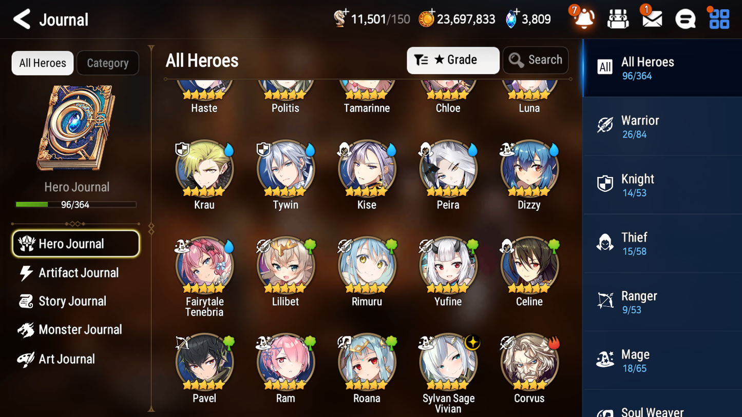 [GLOBAL] [INSTANT] Epic 7 Seven 1ML 4LIM Sylvan Sage Vivian Luna Dizzy Fairytale Tenebria Rimuru + ML pulls Mystics + 20 Speed Aged Starter Account-Mobile Games Starter