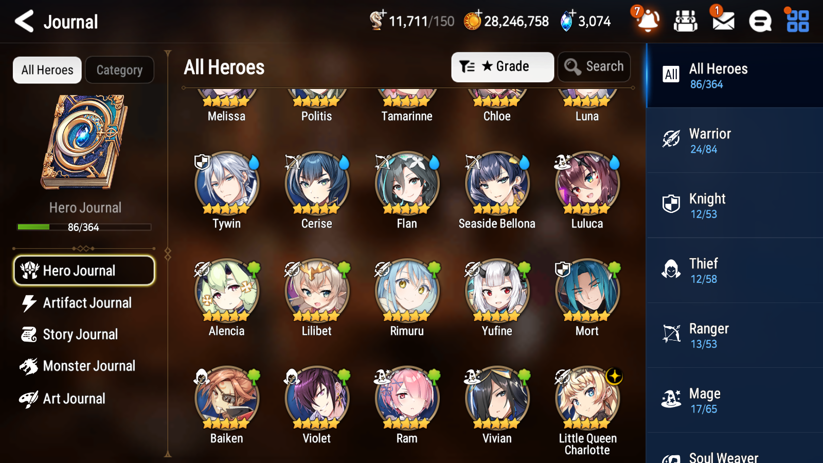 [GLOBAL] [INSTANT] Epic 7 Seven 1ML 5LIM Little Queen Charlotte Rimuru Baiken Seaside Bellona Cerise Luna + ML Mystics pulls + 20 Speed Aged Starter Account-Mobile Games Starter
