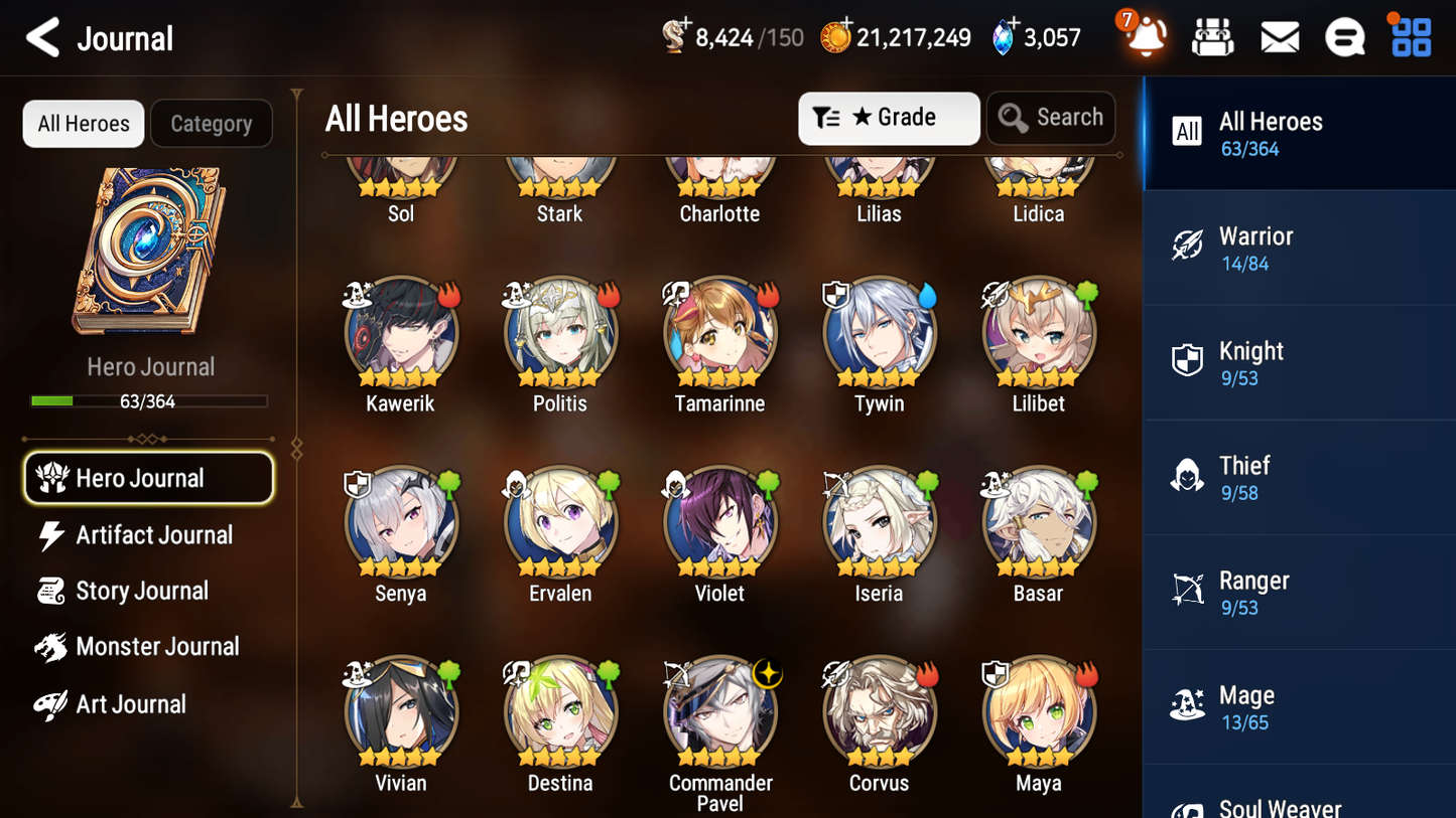 [GLOBAL] [INSTANT] Epic 7 Seven 1ML Commander Pavel + ML Mystics pulls + 20 Speed Aged Starter Account-Mobile Games Starter