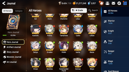 [GLOBAL] [INSTANT] Epic 7 Seven 1ML Commander Pavel + ML Mystics pulls + 20 Speed Aged Starter Account-Mobile Games Starter