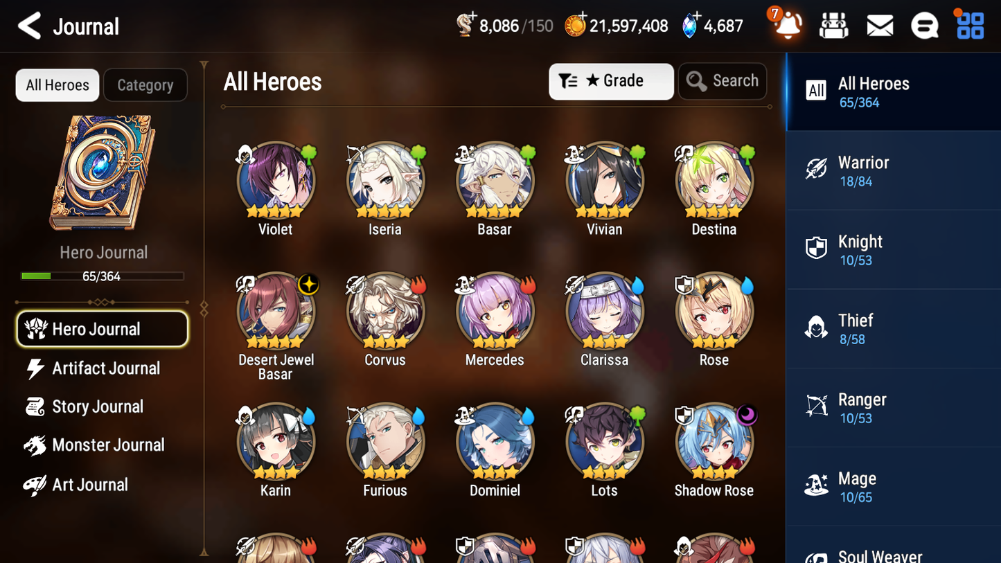 [GLOBAL] [INSTANT] Epic 7 Seven 1ML Desert Jewel Basar + ML Mystics pulls + 20 Speed Aged Starter Account-Mobile Games Starter