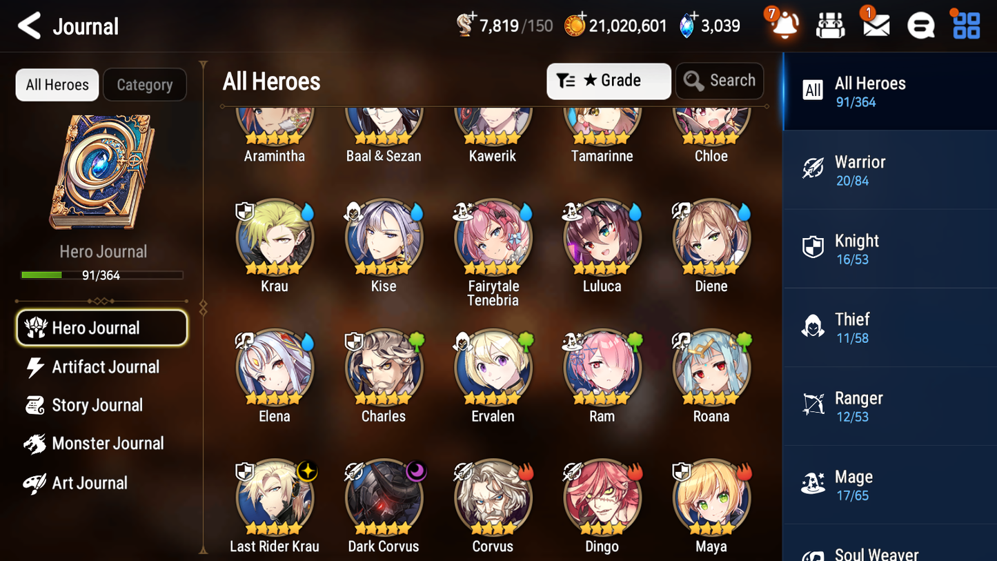 [GLOBAL] [INSTANT] Epic 7 Seven 2ML 2LIM Last Rider Krau Dark Corvus Fairytale Tenebria Diene + ML pulls Mystics + 20 Speed Aged Starter Account-Mobile Games Starter