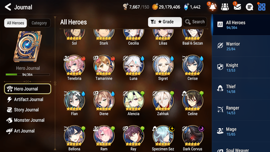 [GLOBAL] [INSTANT] Epic 7 Seven 2ML 3LIM Dark Corvus Specimen Sez Diene Cerise Luna + ML Mystics pulls + 20 Speed Aged Starter Account-Mobile Games Starter