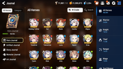 [GLOBAL] [INSTANT] Epic 7 Seven 2ML 3LIM Designer Lilibet Ambitious Tywin Holiday Yufine Luna Diene + ML Mystics pulls + 20 Speed Aged Starter Account-Mobile Games Starter