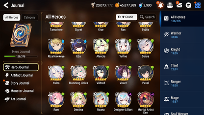 [GLOBAL] [INSTANT] Epic 7 Seven 2ML 3LIM double Byblis Blooming Lidica + Artifact + Byblis Designer Lilibet Ken +43ML pulls +20 Speed +Name Starter Account-Mobile Games Starter