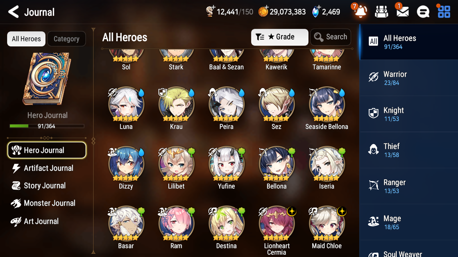 [GLOBAL] [INSTANT] Epic 7 Seven 2ML 3LIM Lionheart Cermia Maid Chloe Dizzy Seaside Bellona Luna + ML Mystics pulls + 20 Speed Aged Starter Account-Mobile Games Starter
