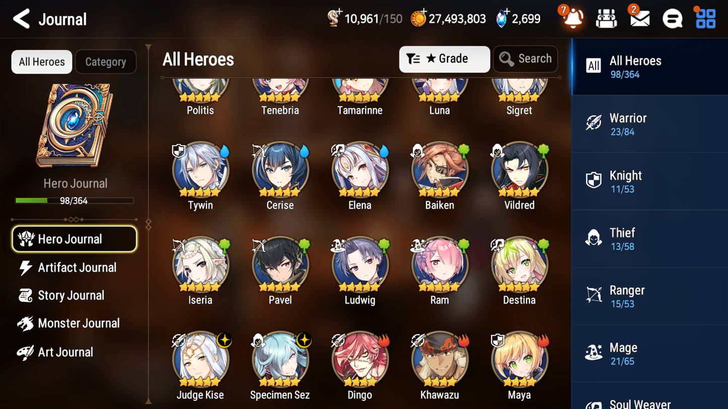 [GLOBAL] [INSTANT] Epic 7 Seven 2ML 3LIM Specimen Sez Judge Kise Baiken Luna Cerise + ML Mystics pulls + 20 Speed Aged Starter Account-Mobile Games Starter